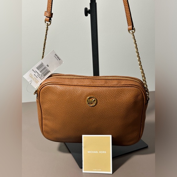 MICHAEL Michael Kors Handbags - NEW MICHAEL Michael Kors Fulton Brown Crossbody Pebble Leather Chain Bag